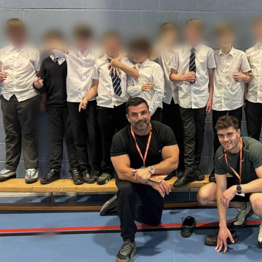 David and team with students after a Brighter Futures session