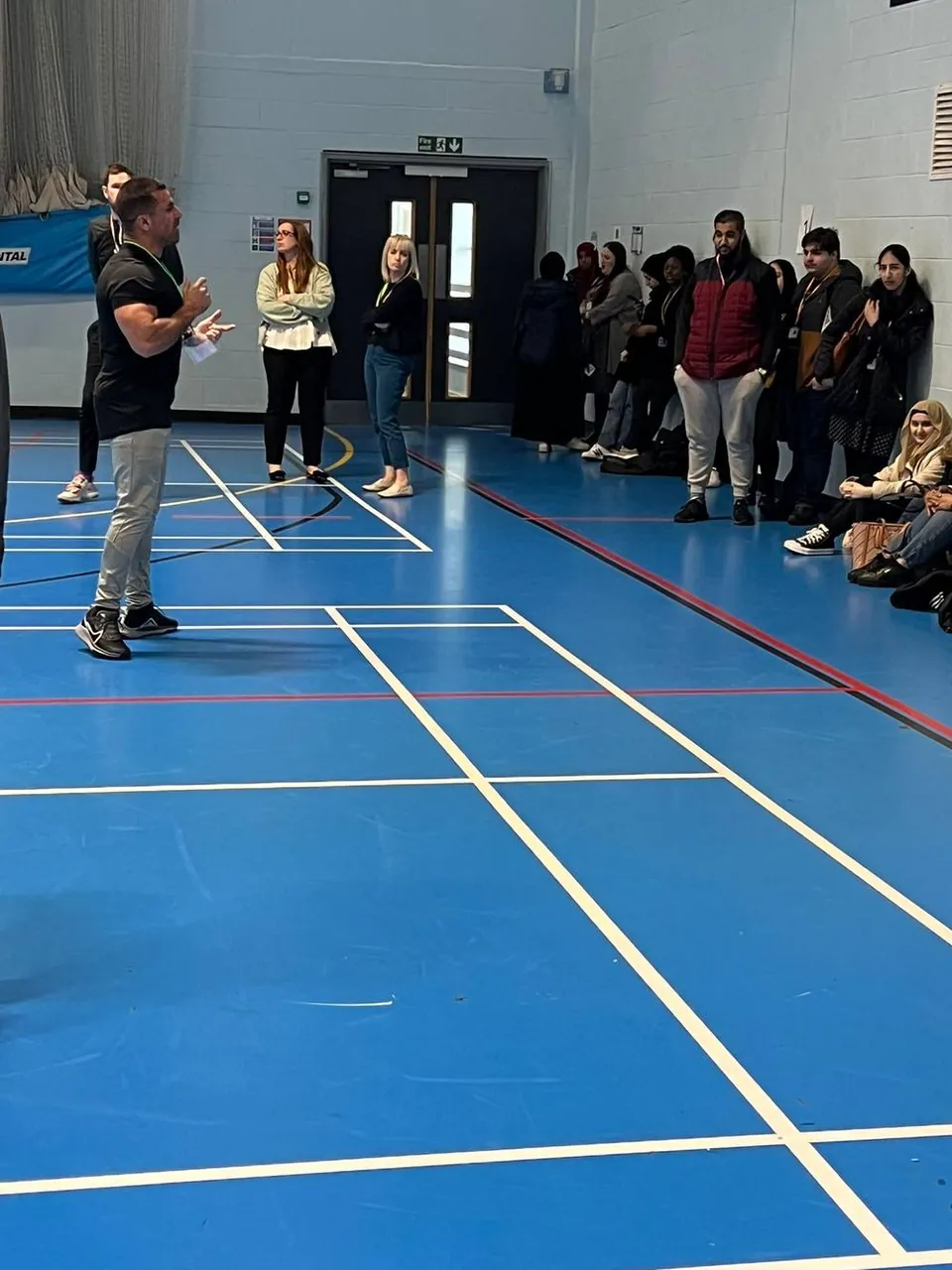 David talking to a group at Bolton College