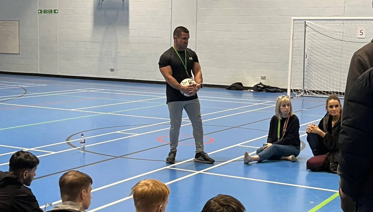 David Zahedi with students during a Brighter Futures sports hall session